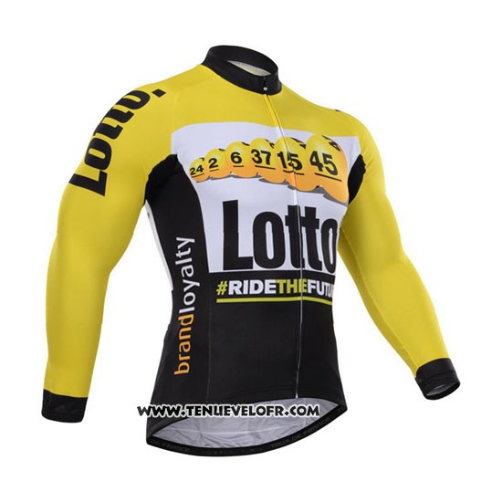 2015 Maillot Ciclismo Lotto NL Jumbo Noir et Jaune Manches Longues et Cuissard